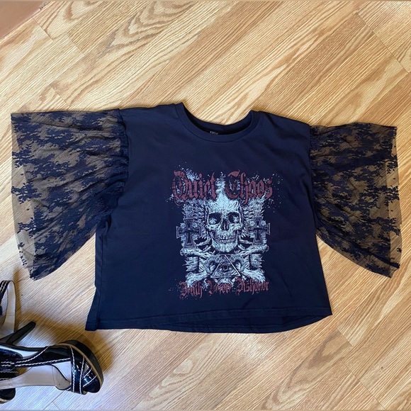 ⚰️⚰️”Death Before Dishonor” lace sleeves tee XL - Picture 12 of 16